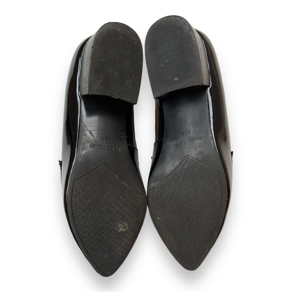 Marc Fisher Flecker Black Patent Chain Link Pointed Toe Loafers | 8.5 - Picture 8 of 16